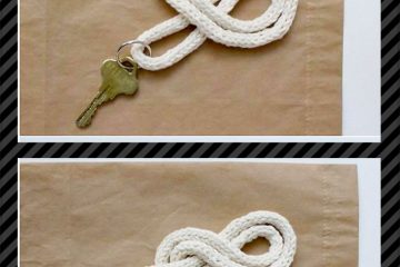 Chaveiro feito de nó com um cordao