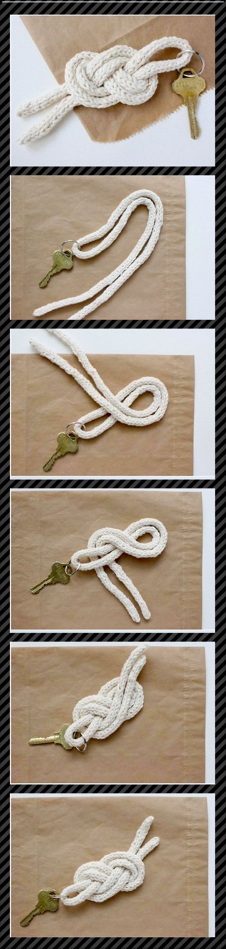 Chaveiro feito de nó com um cordao