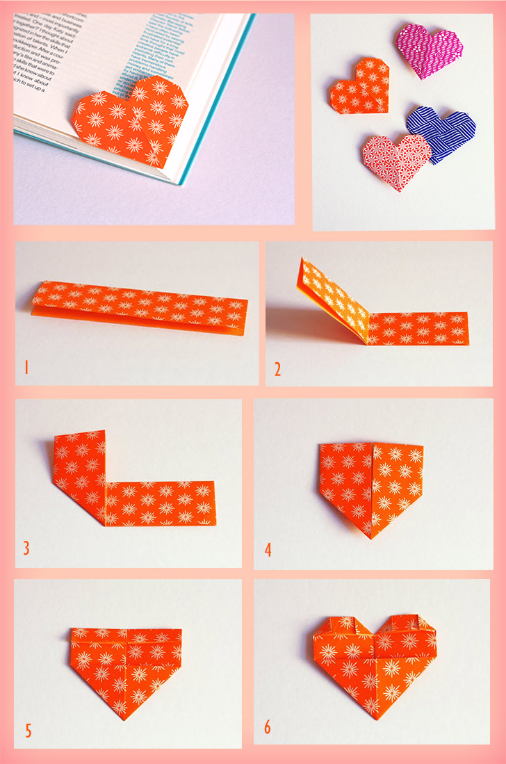 marcador paginas origami coração